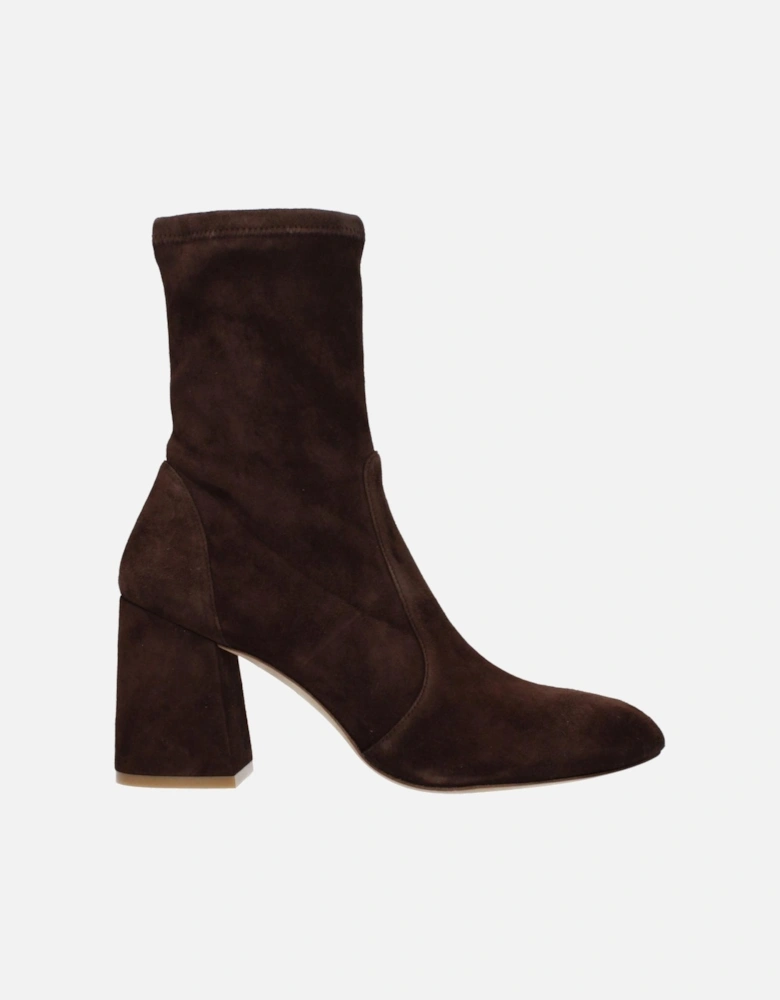 Suede Ankle Boots with Block Heel Women - Brown