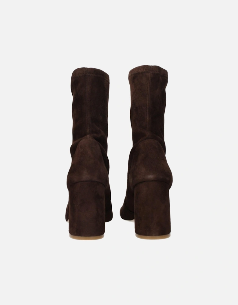 Suede Ankle Boots with Block Heel Women - Brown