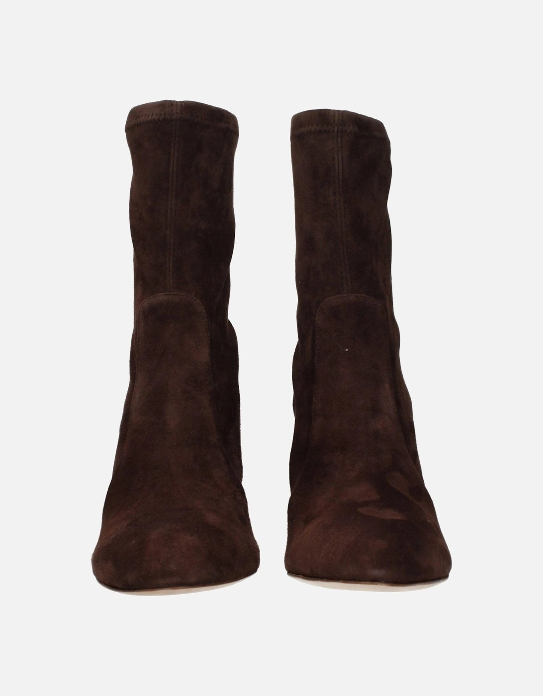 Suede Ankle Boots with Block Heel Women - Brown
