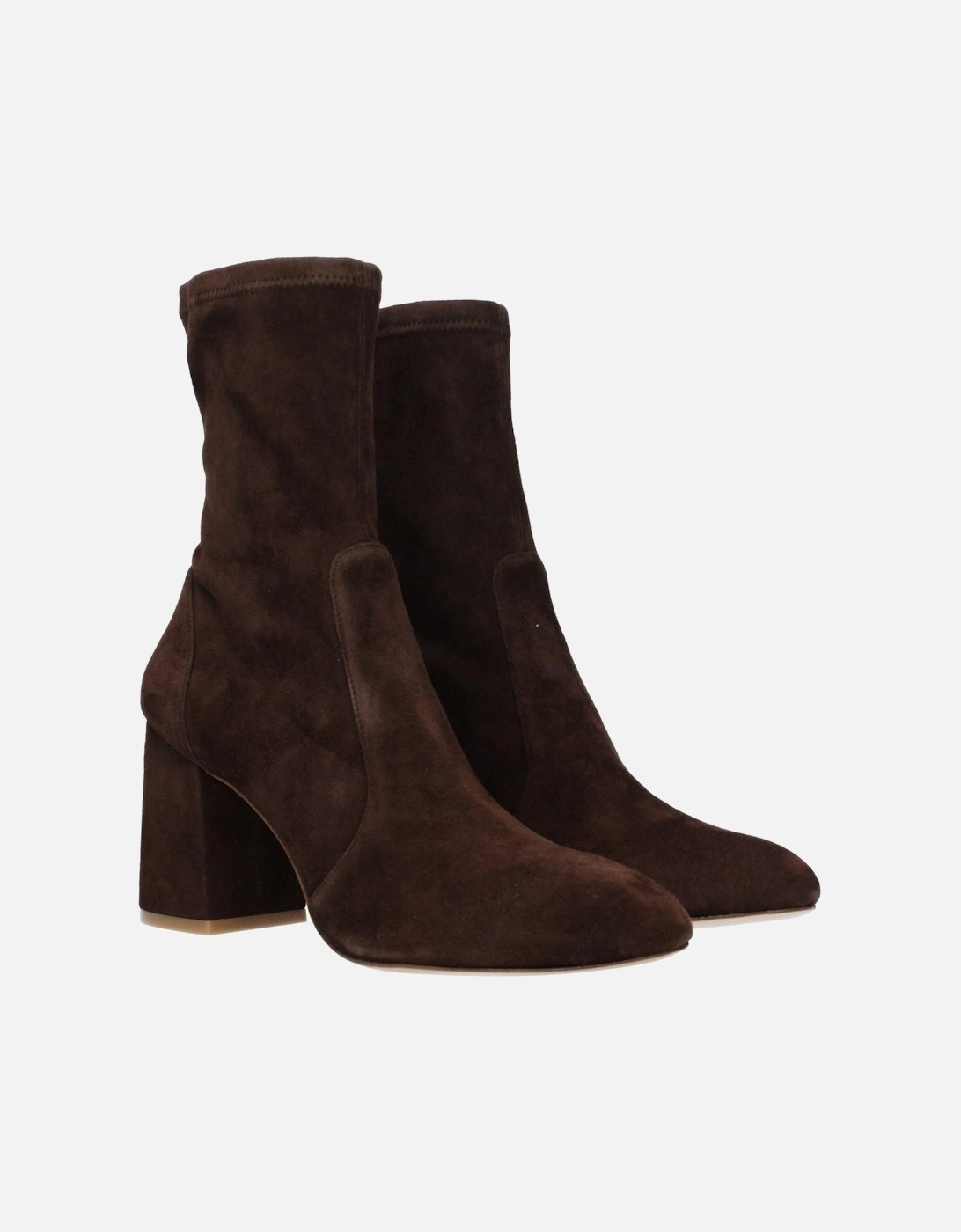 Suede Ankle Boots with Block Heel Women - Brown