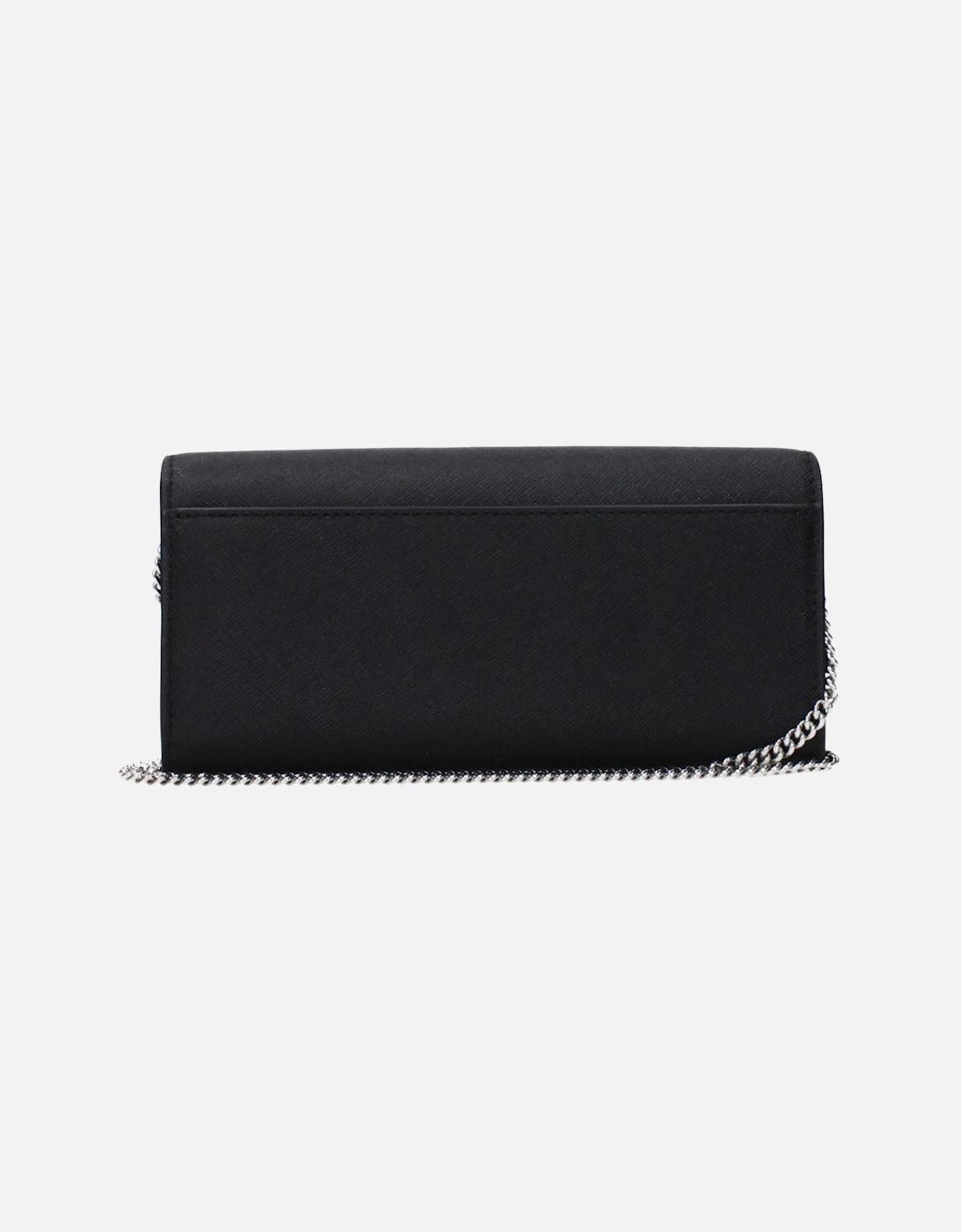 Leather Clutch with Front Logo and Removable Shoulder Strap Women -