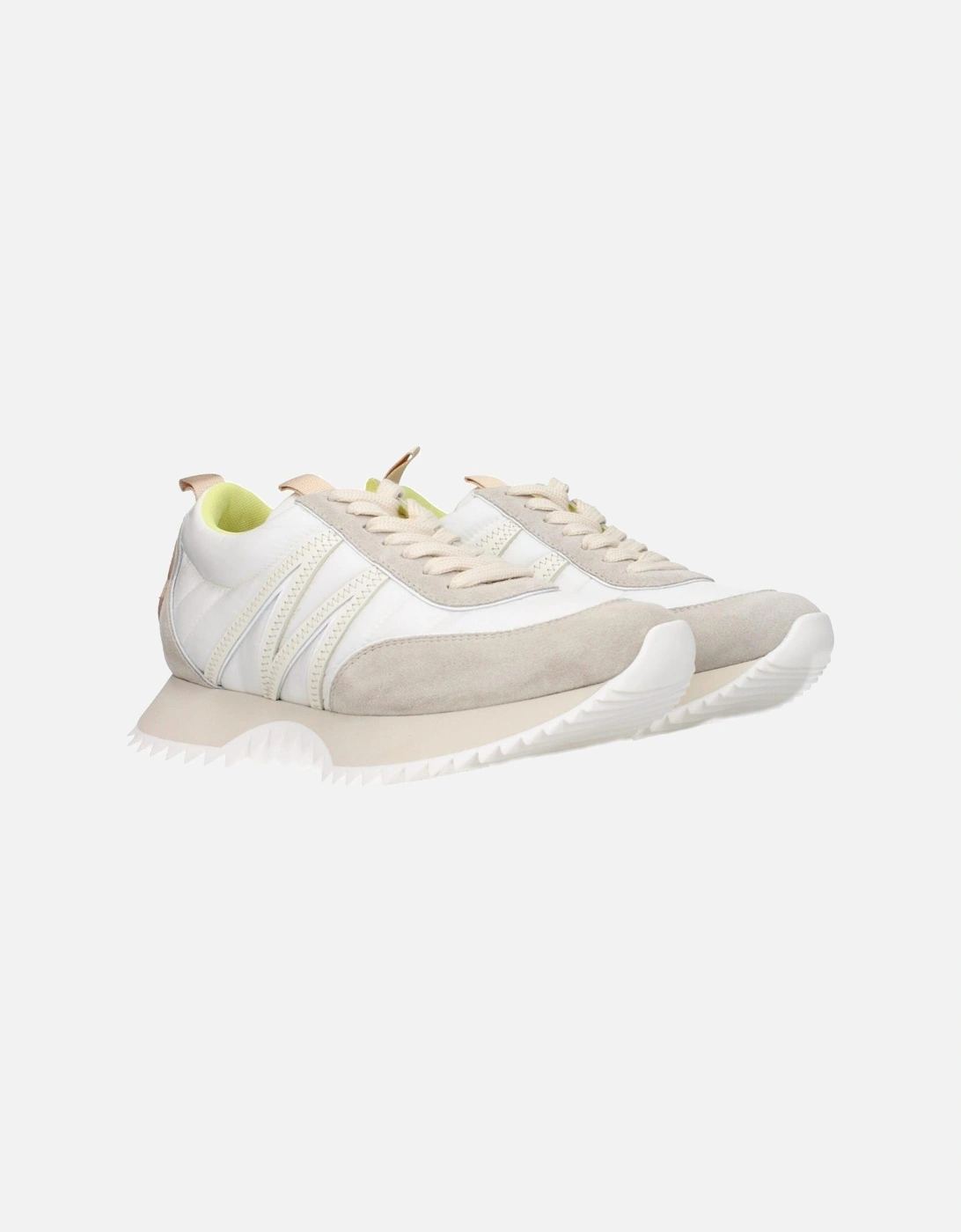 Casual Lace-Up Fabric Sneakers with Back Logo Women - Beige