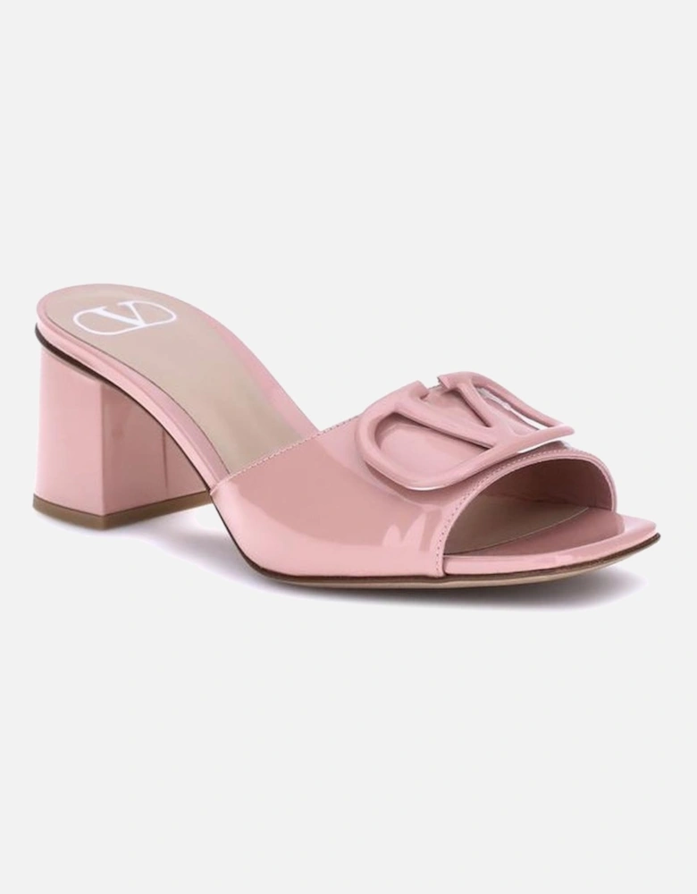 Patent Leather Slide Sandals with VLogo Decor Women - Multicolor