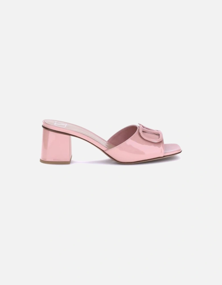 Patent Leather Slide Sandals with VLogo Decor Women - Multicolor