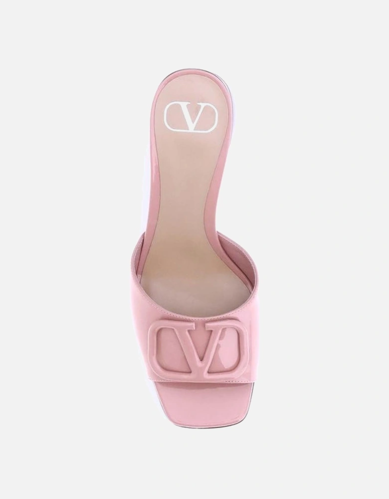 Patent Leather Slide Sandals with VLogo Decor Women - Multicolor
