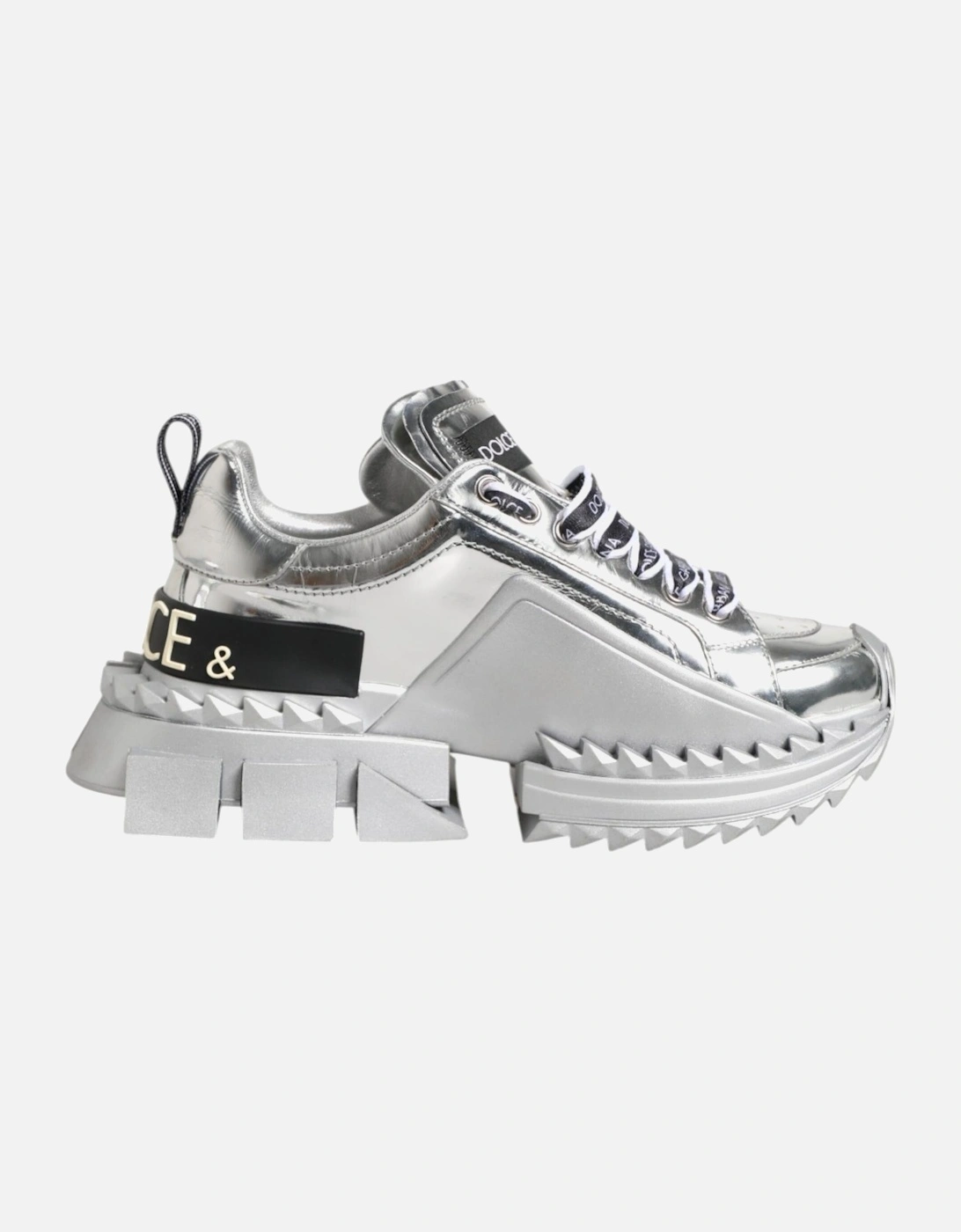 Super Queen Calfskin Leather Sneakers Women - Silver, 7 of 6