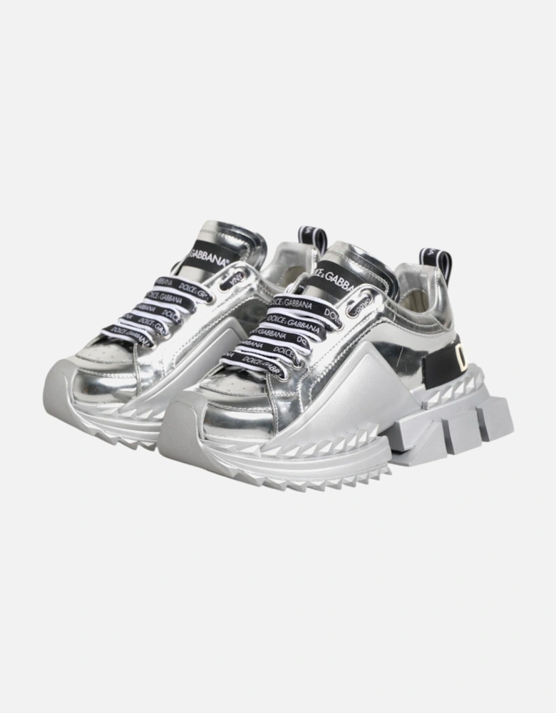 Super Queen Calfskin Leather Sneakers Women - Silver