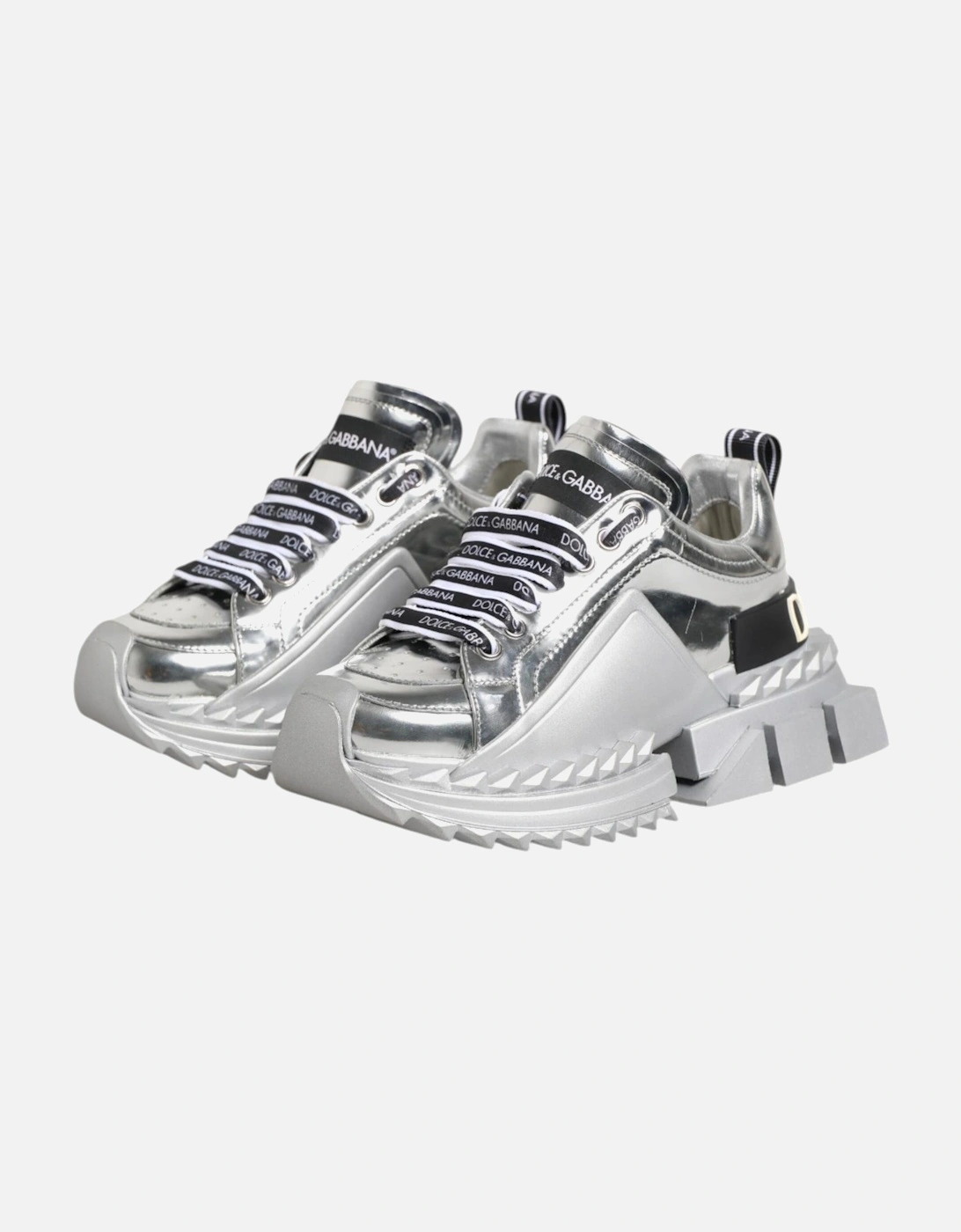 Super Queen Calfskin Leather Sneakers Women - Silver