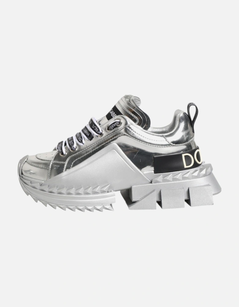 Super Queen Calfskin Leather Sneakers Women - Silver