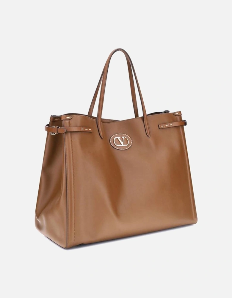 Large Antibes Leather Tote Bag Women - Brown Shoulder Bags