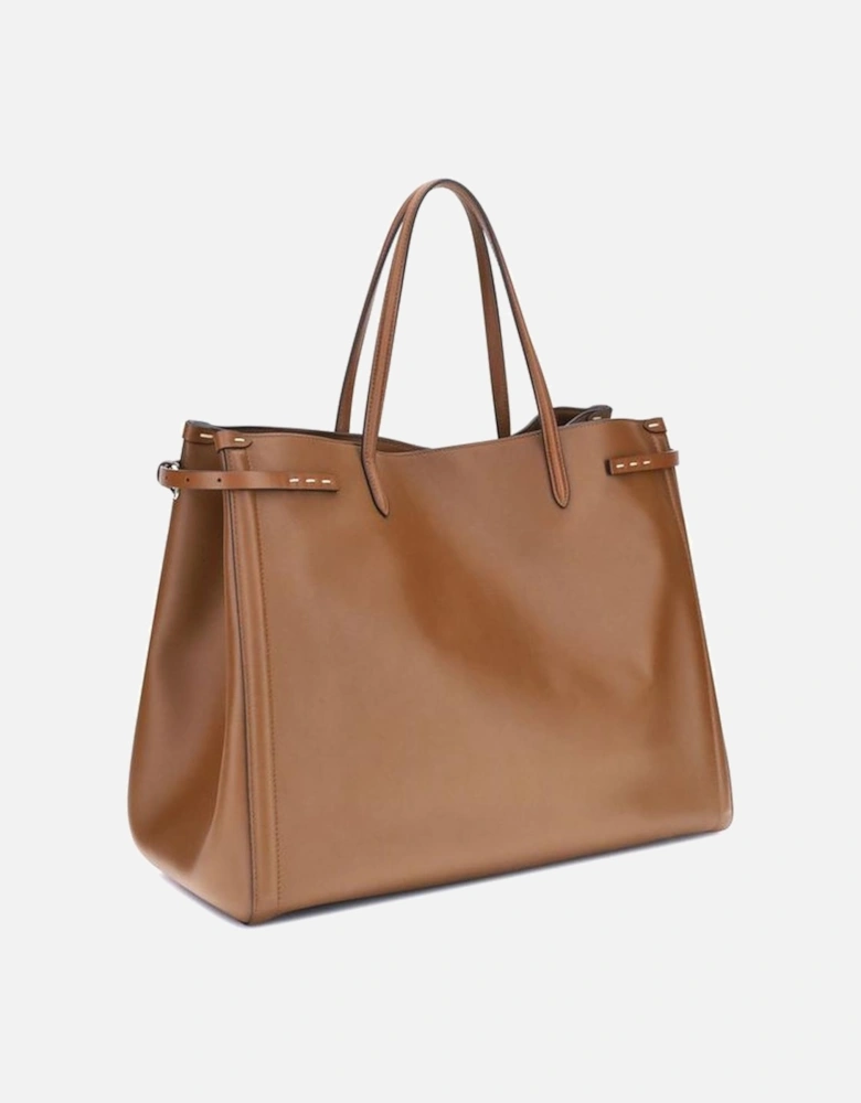 Large Antibes Leather Tote Bag Women - Brown Shoulder Bags