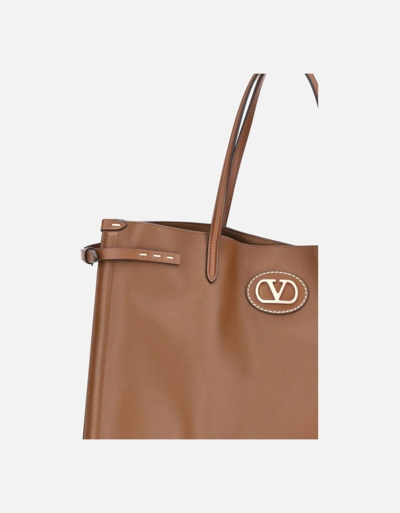 Large Antibes Leather Tote Bag Women - Brown Shoulder Bags