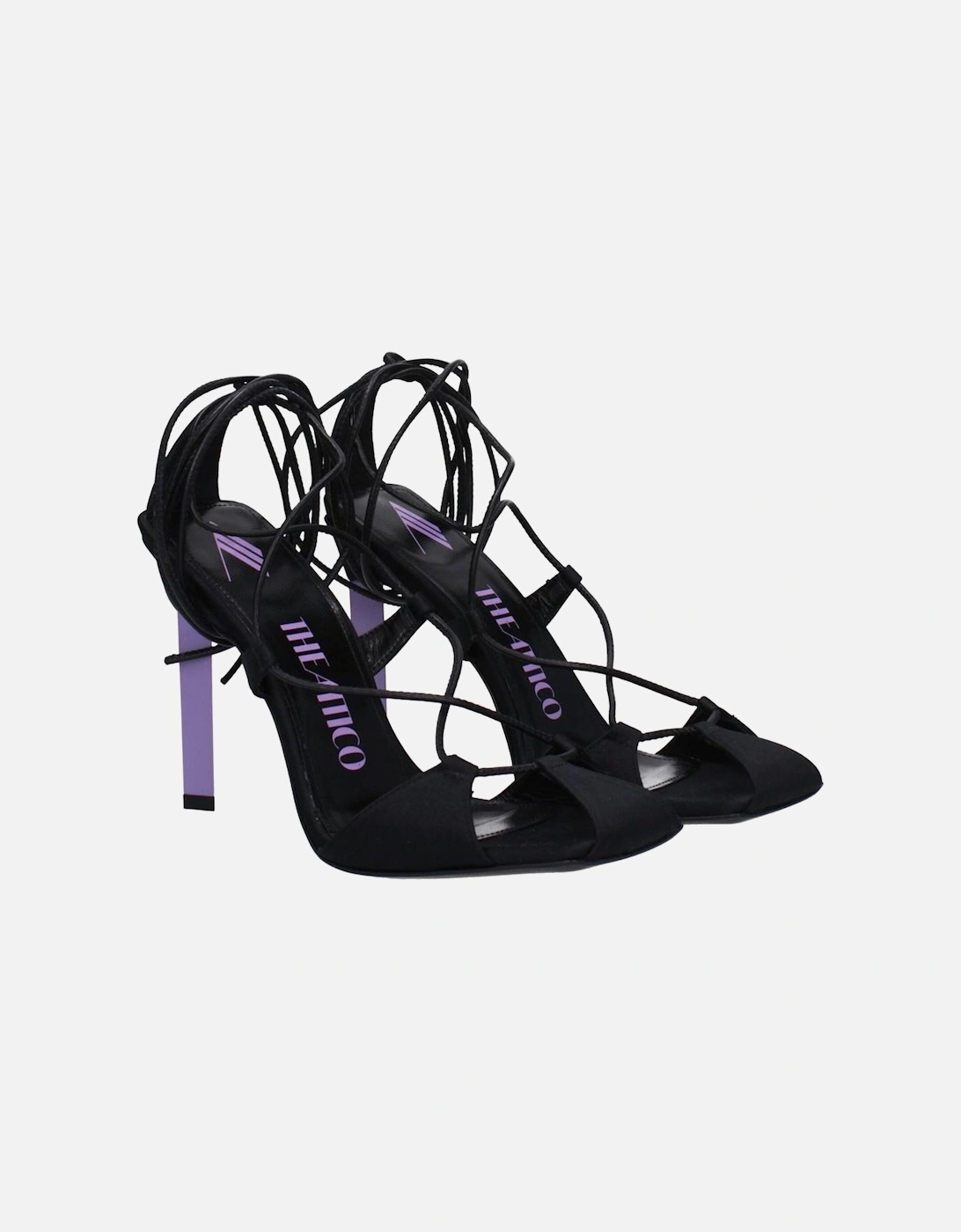 High Heel Open Toe Leather Sandals Women - Black
