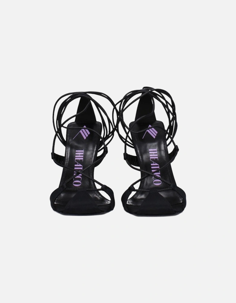 High Heel Open Toe Leather Sandals Women - Black
