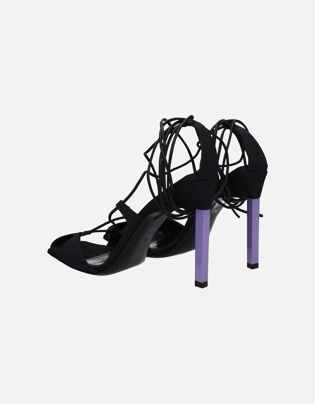 High Heel Open Toe Leather Sandals Women - Black
