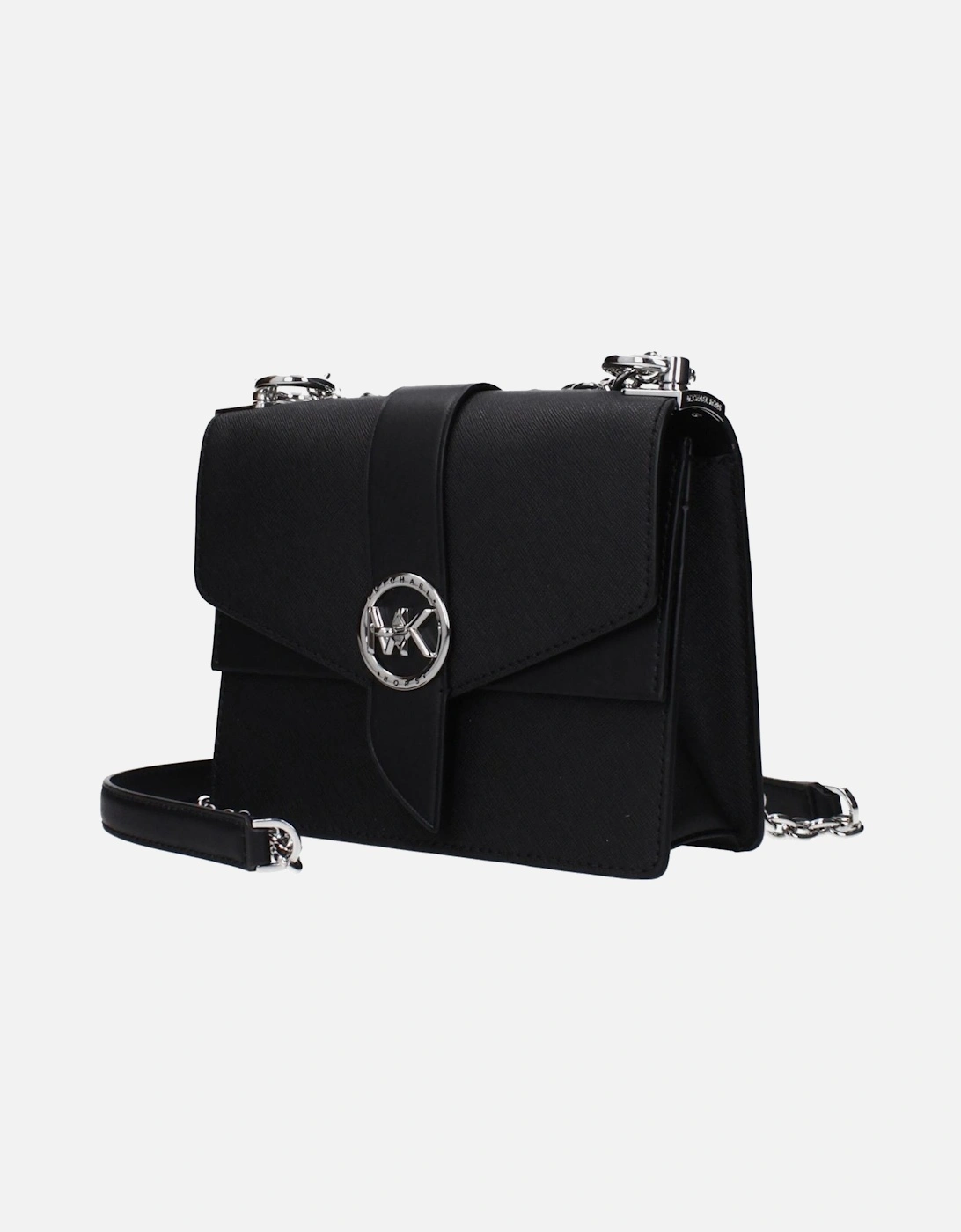 Leather Shoulder Bag with Front Logo Women - Black