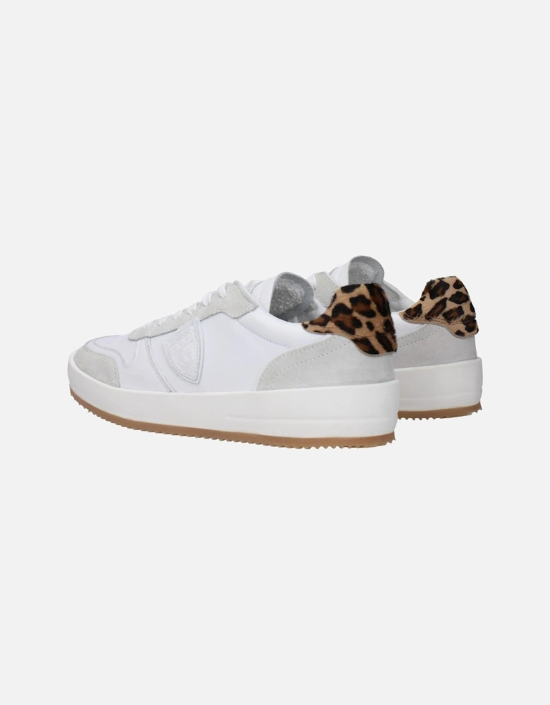Leather Sneakers with Logo and Side Detail Women - White