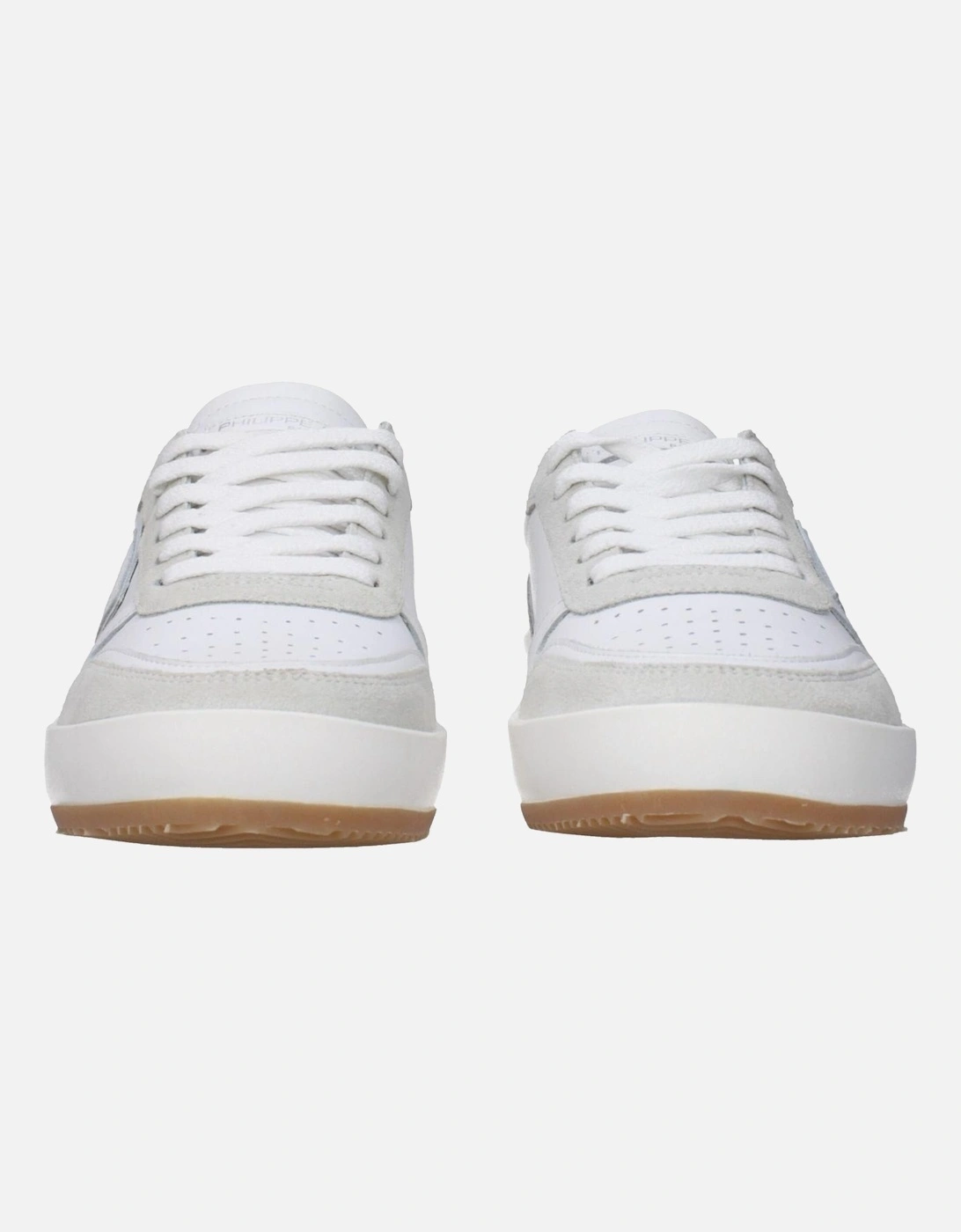 Leather Sneakers with Logo and Side Detail Women - White