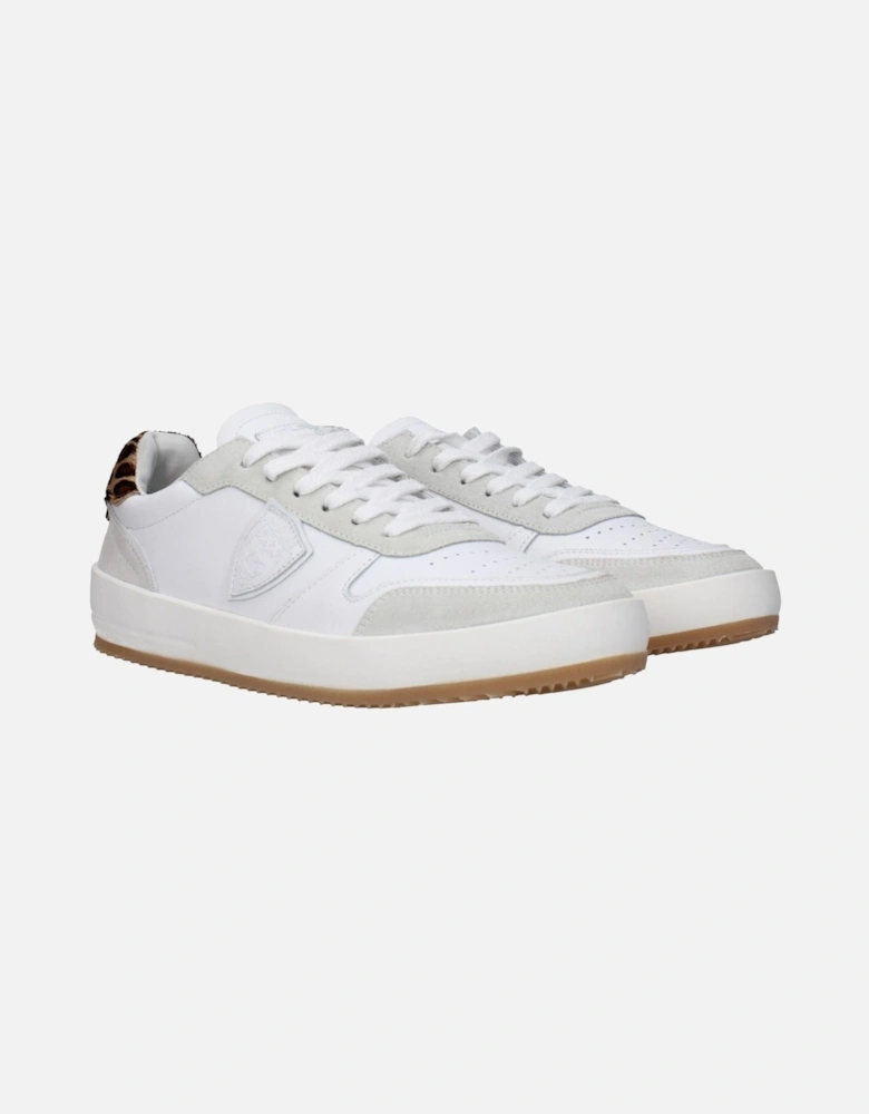 Leather Sneakers with Logo and Side Detail Women - White