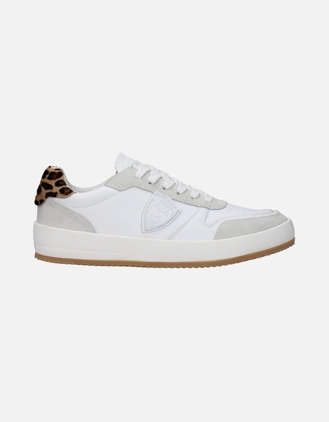 Leather Sneakers with Logo and Side Detail Women - White, 6 of 5