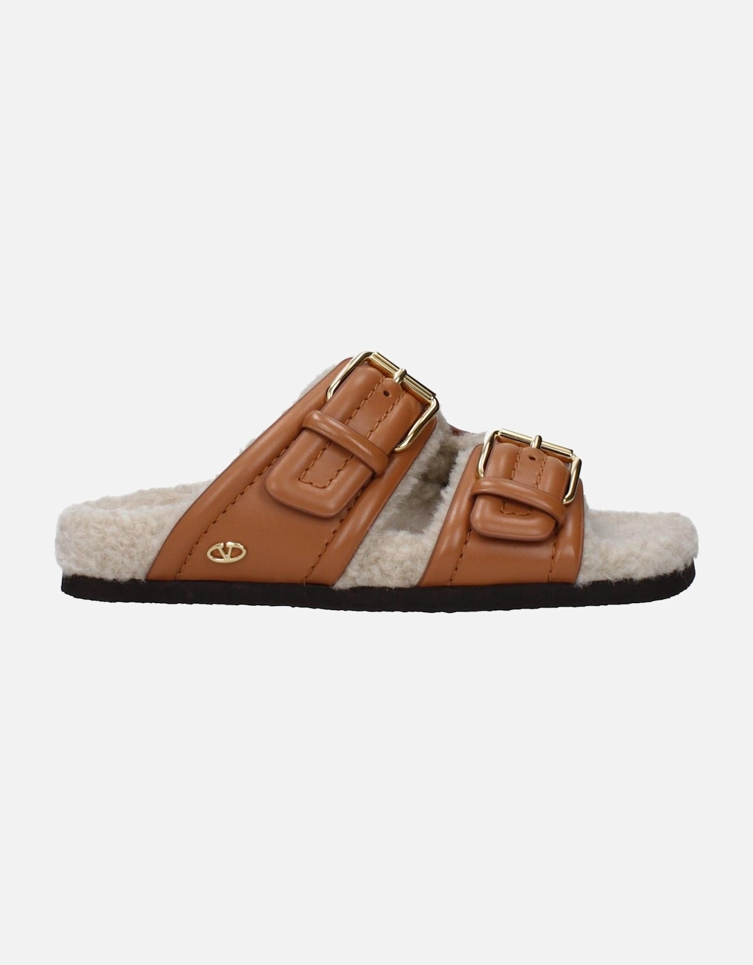 Leather Buckle Closure Casual Slippers and Clogs Women - Brown Sandals, 5 of 4