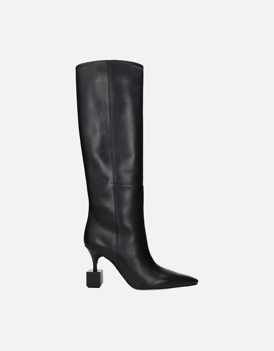 Vintage Effect High Heel Leather Boots Women - Black, 6 of 5