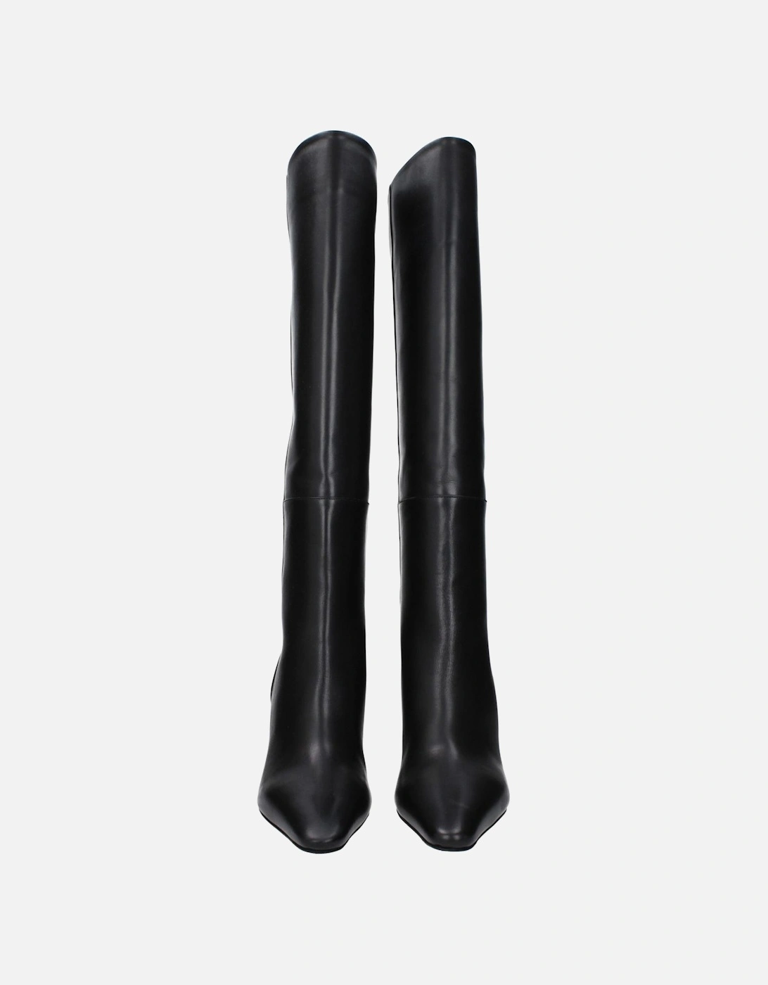 Vintage Effect High Heel Leather Boots Women - Black
