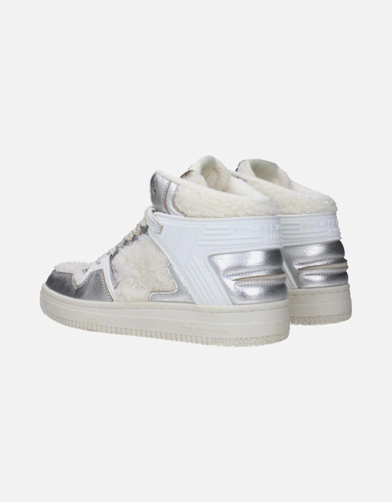Leather Sneakers with Logo and Lace Closure Women - Gray