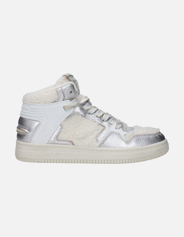 Leather Sneakers with Logo and Lace Closure Women - Gray
