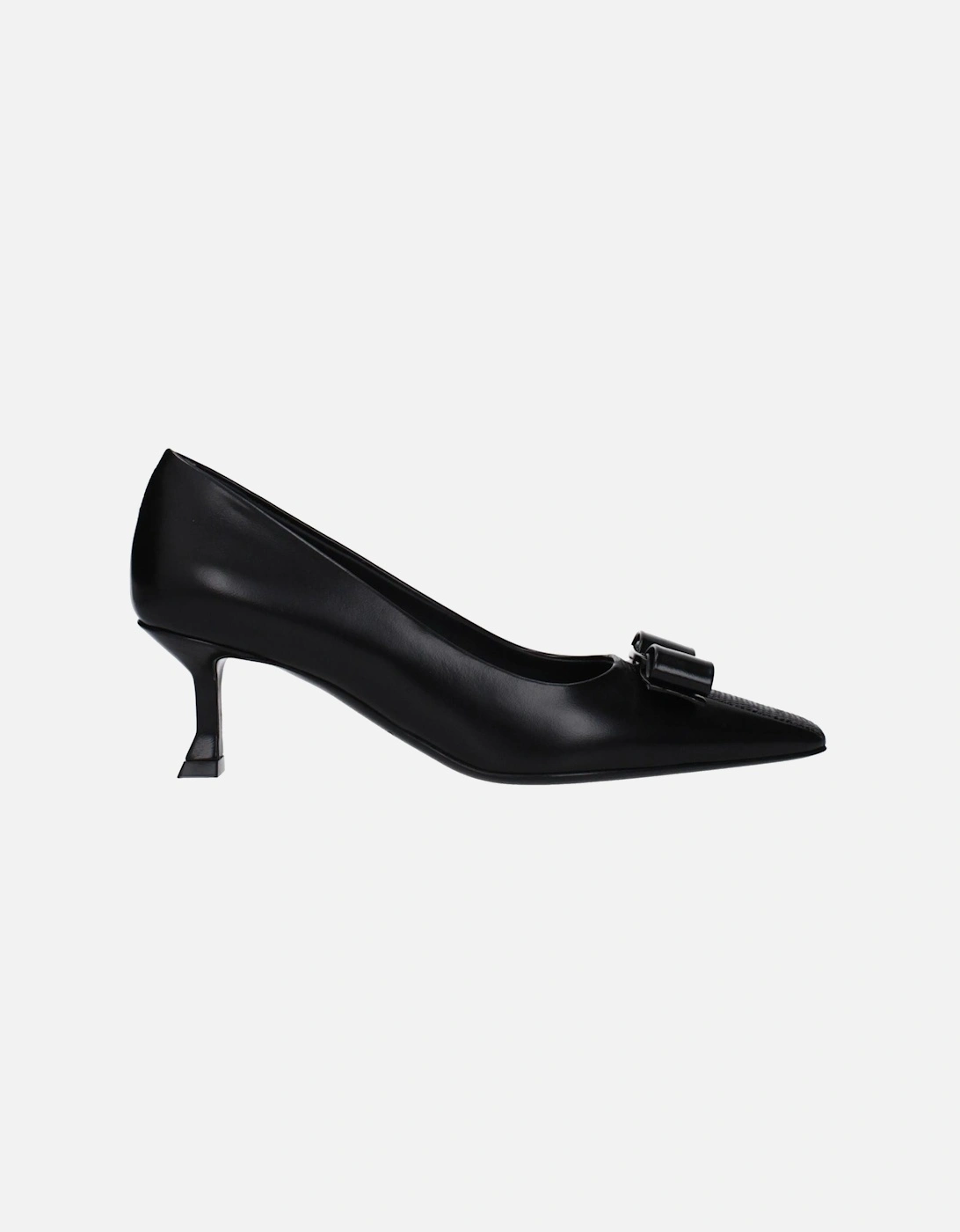 Front Detail Logo Leather Pumps Women - Black Brooches, 6 of 5
