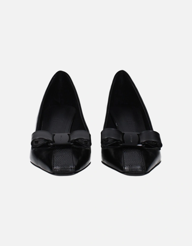 Front Detail Logo Leather Pumps Women - Black Brooches