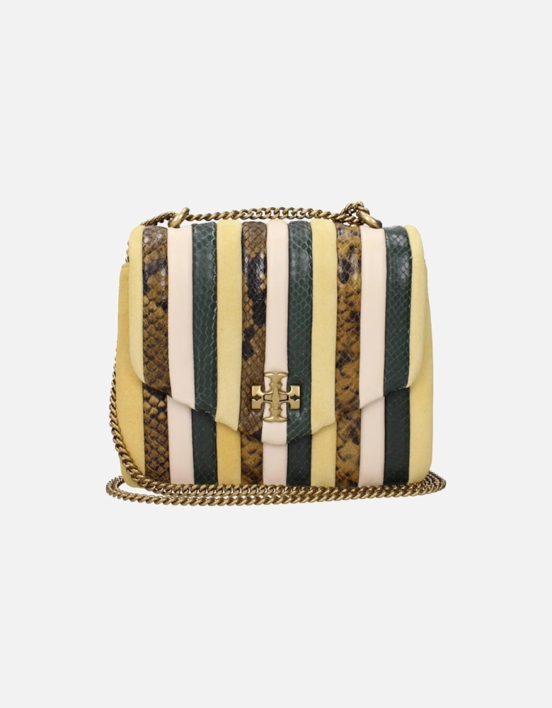 Leather Shoulder Bag with Logo and Vintage Effect Women - Yellow