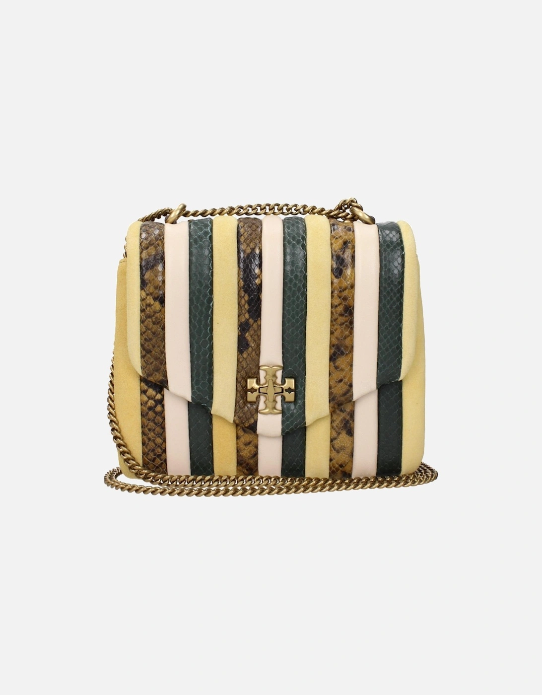 Leather Shoulder Bag with Logo and Vintage Effect Women - Yellow, 4 of 3