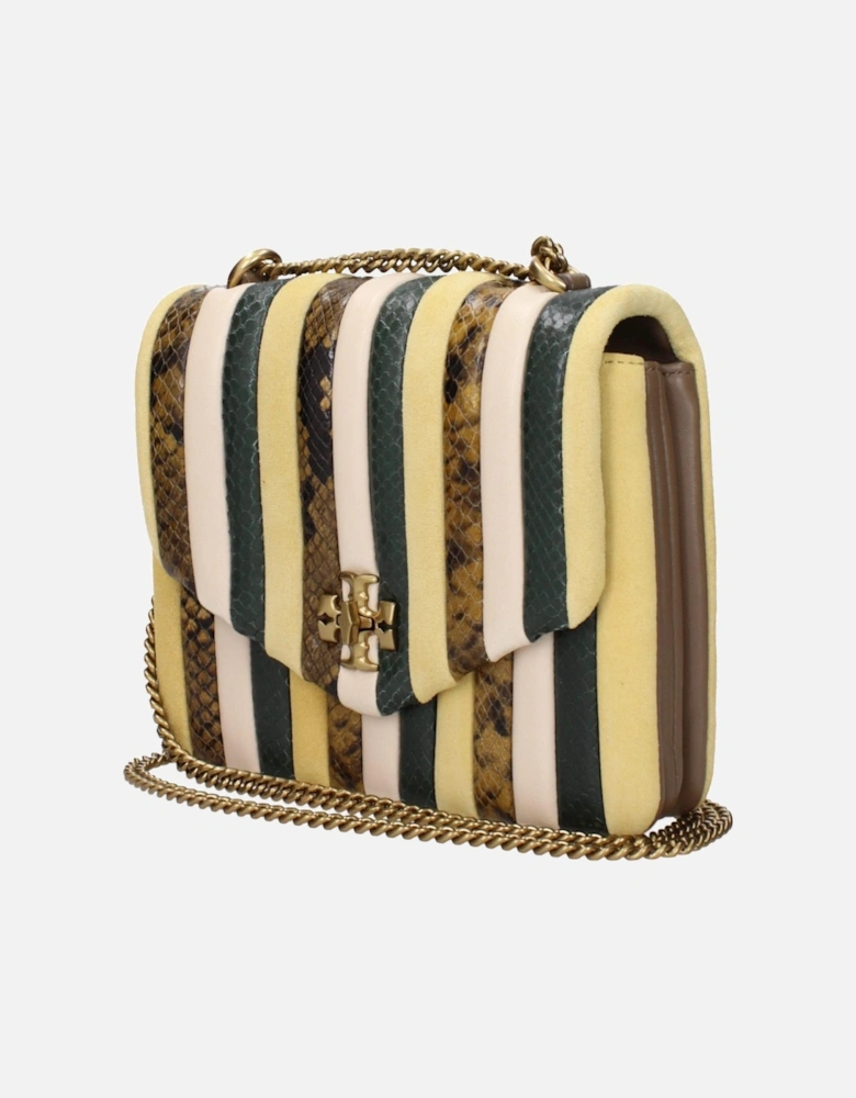 Leather Shoulder Bag with Logo and Vintage Effect Women - Yellow