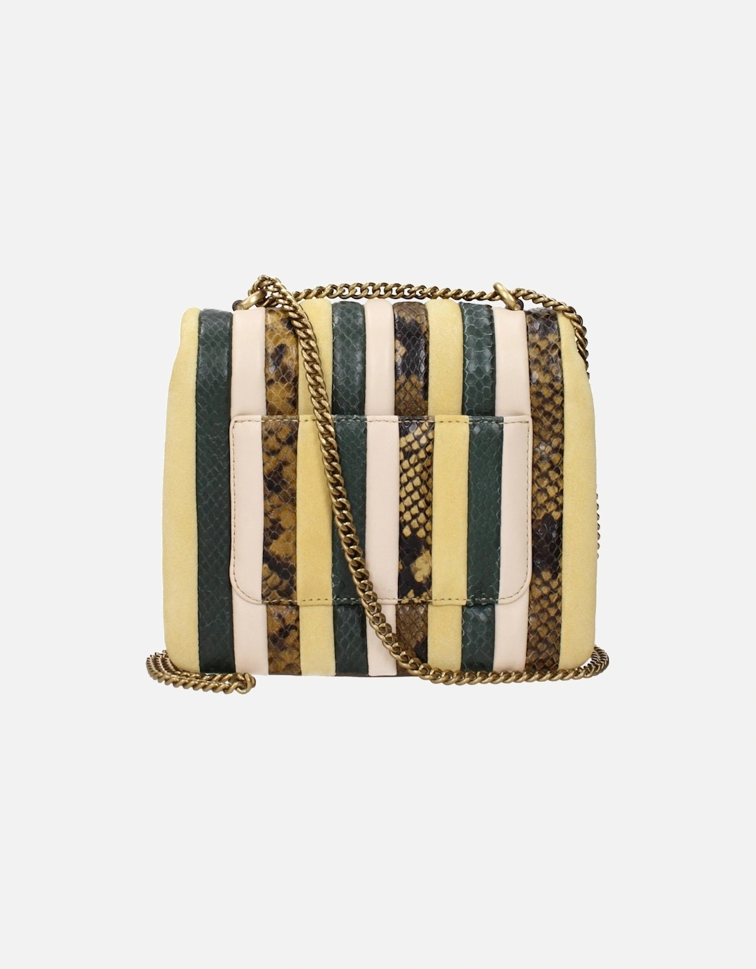 Leather Shoulder Bag with Logo and Vintage Effect Women - Yellow