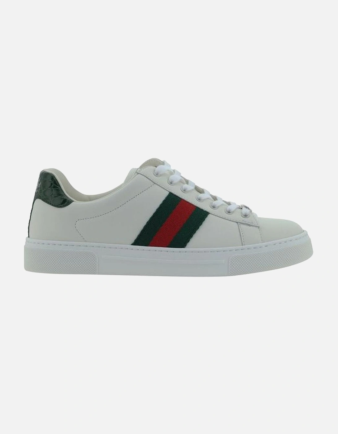 Calfskin Sneakers with Iconic Webbing Bands Women - White, 5 of 4