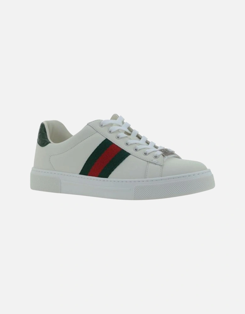 Calfskin Sneakers with Iconic Webbing Bands Women - White