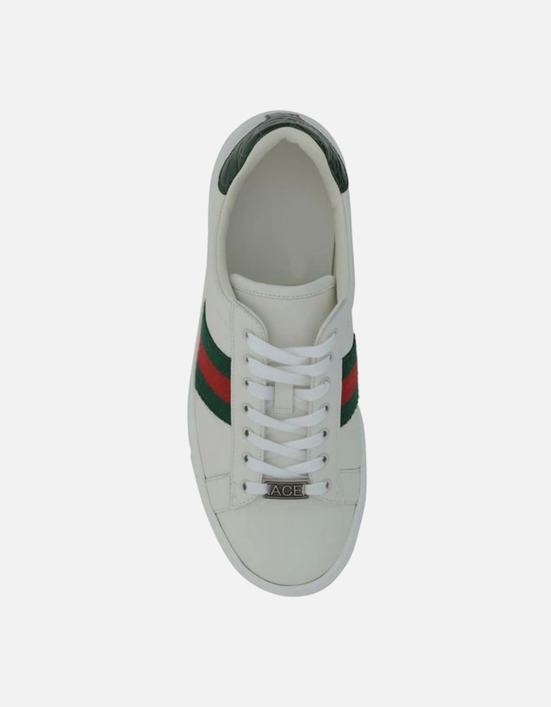 Calfskin Sneakers with Iconic Webbing Bands Women - White