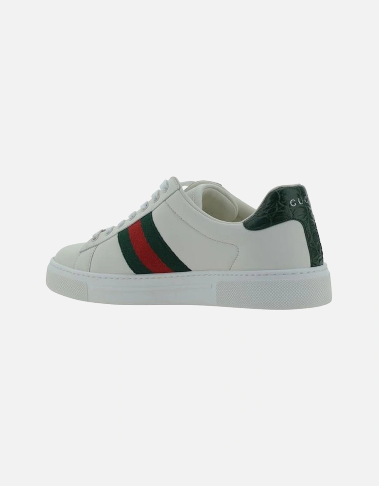 Calfskin Sneakers with Iconic Webbing Bands Women - White