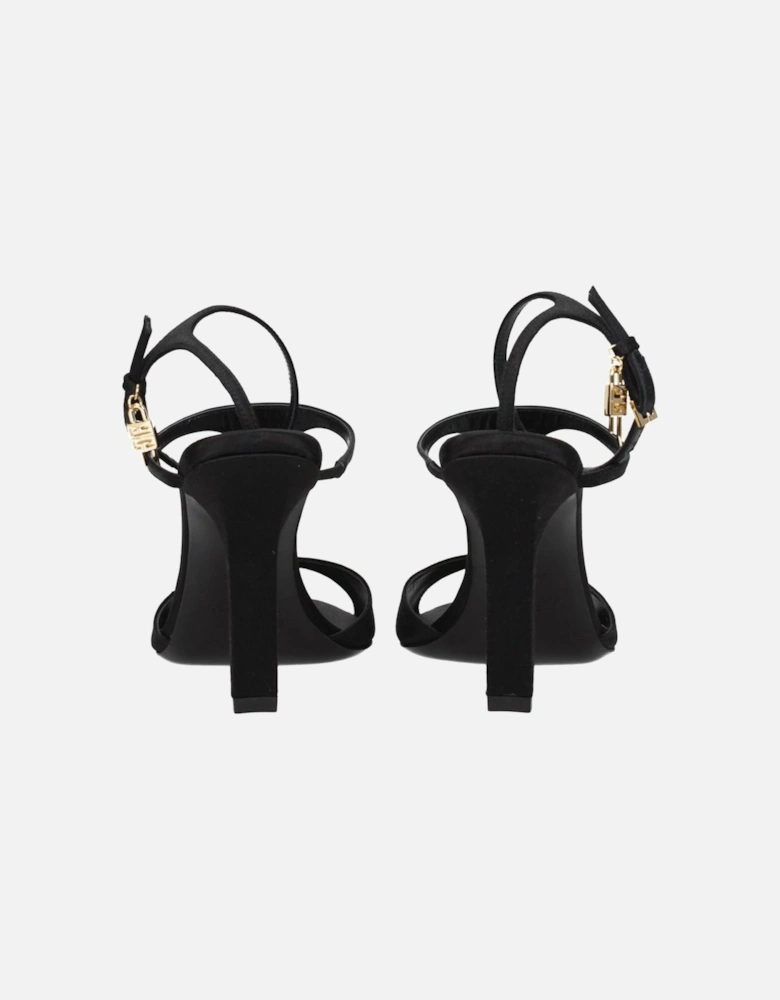 Satin High Heel Sandals with Buckle Closure Women - Black
