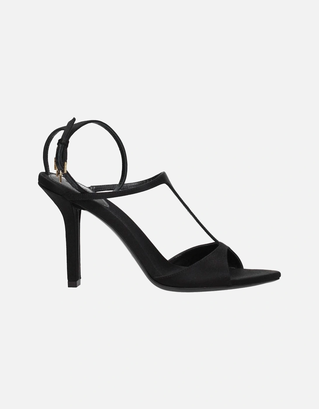 Satin High Heel Sandals with Buckle Closure Women - Black, 6 of 5