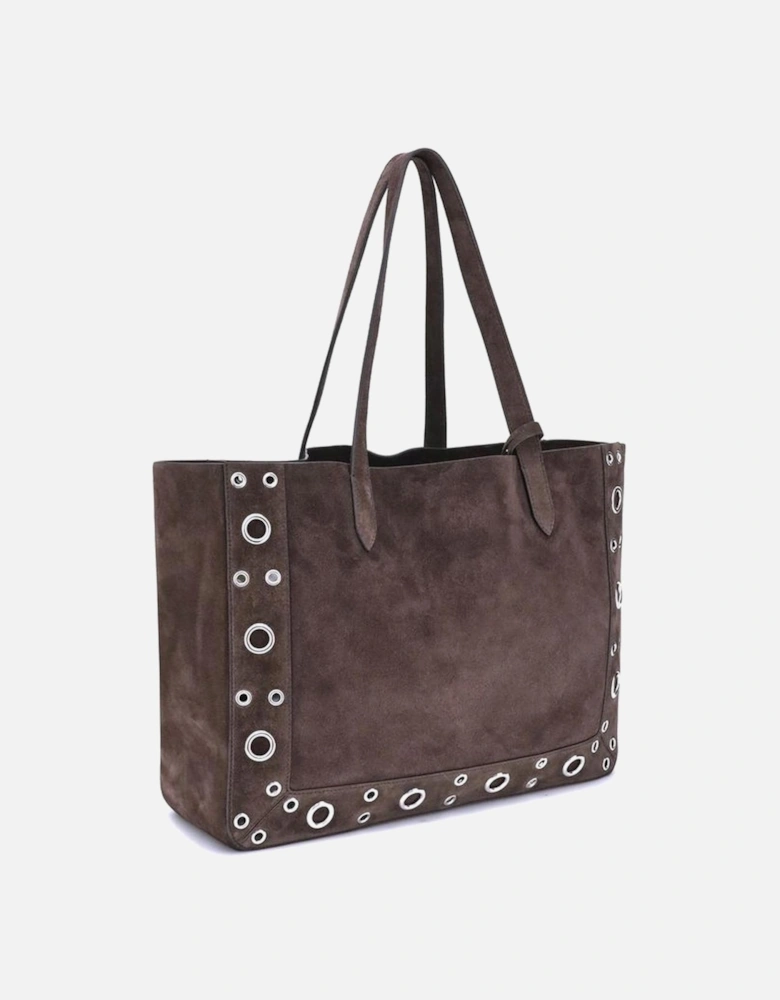 Nellcote Suede Tote Bag with VLogo Plaque Women - Brown Shoulder Bags