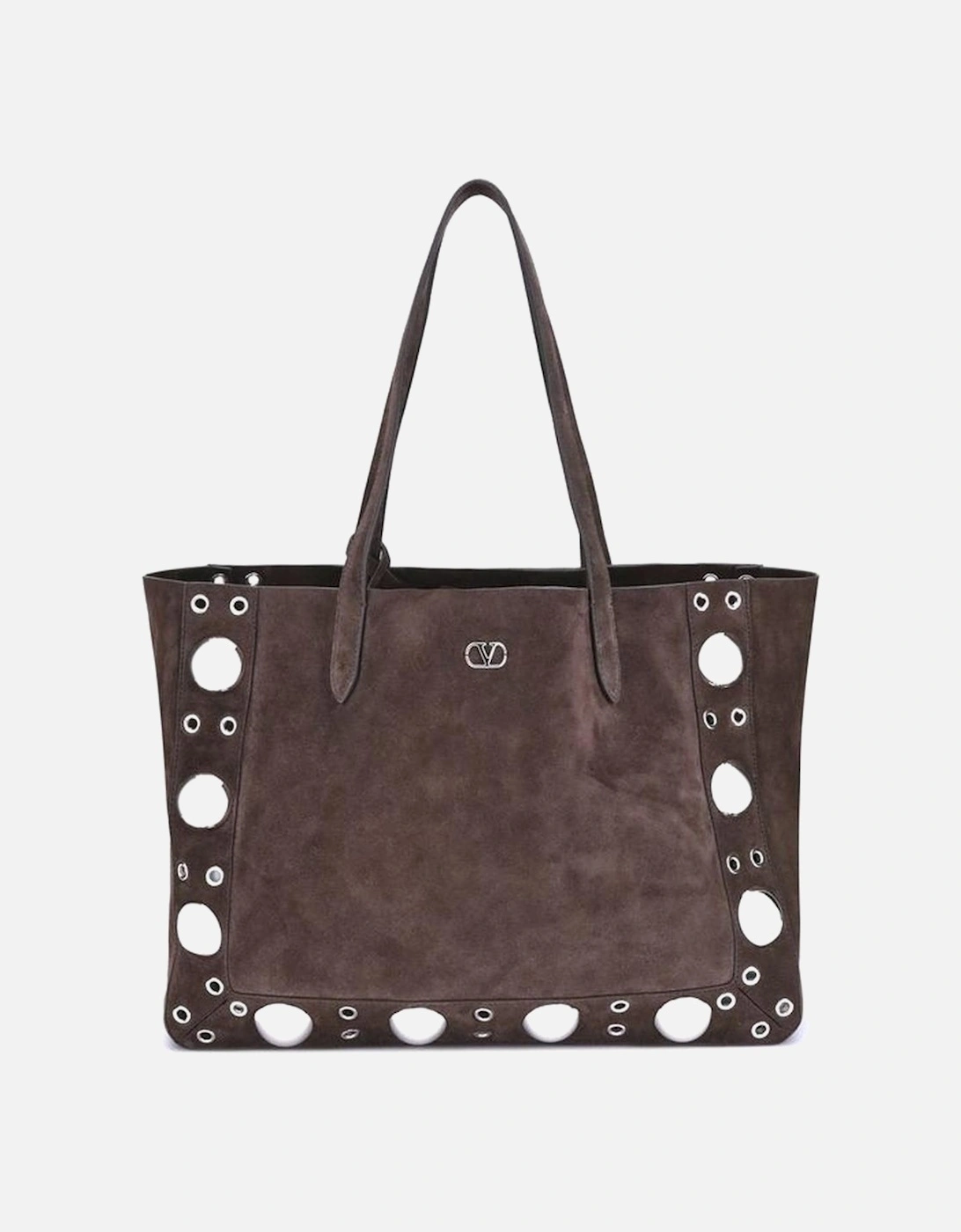 Nellcote Suede Tote Bag with VLogo Plaque Women - Brown Shoulder Bags, 5 of 4