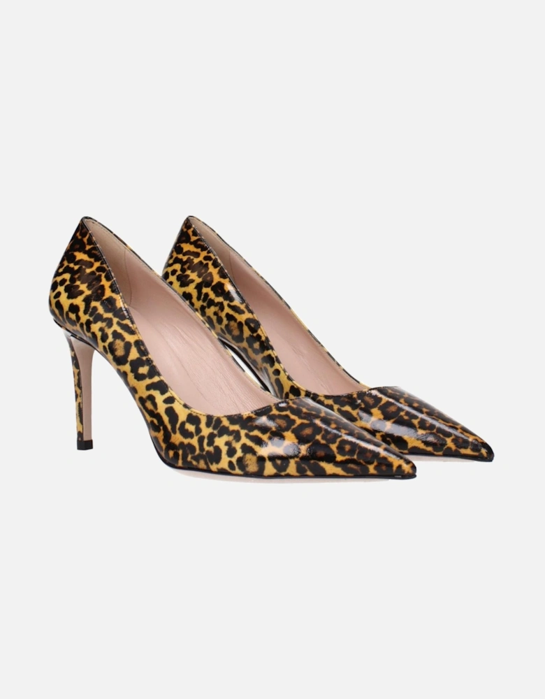 Patent Leather Leopard Print Pumps Women - Brown Brooches