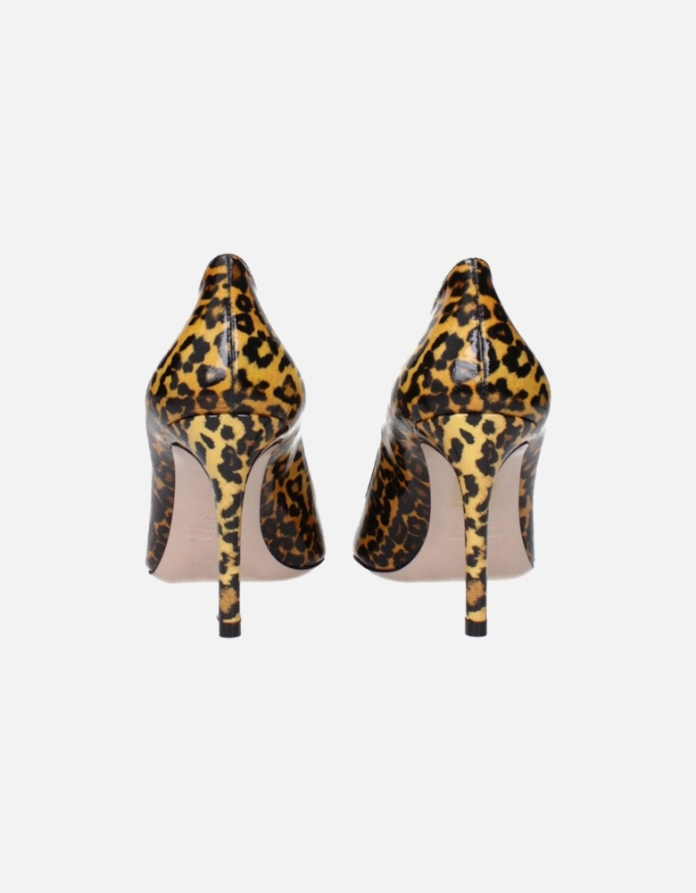 Patent Leather Leopard Print Pumps Women - Brown Brooches