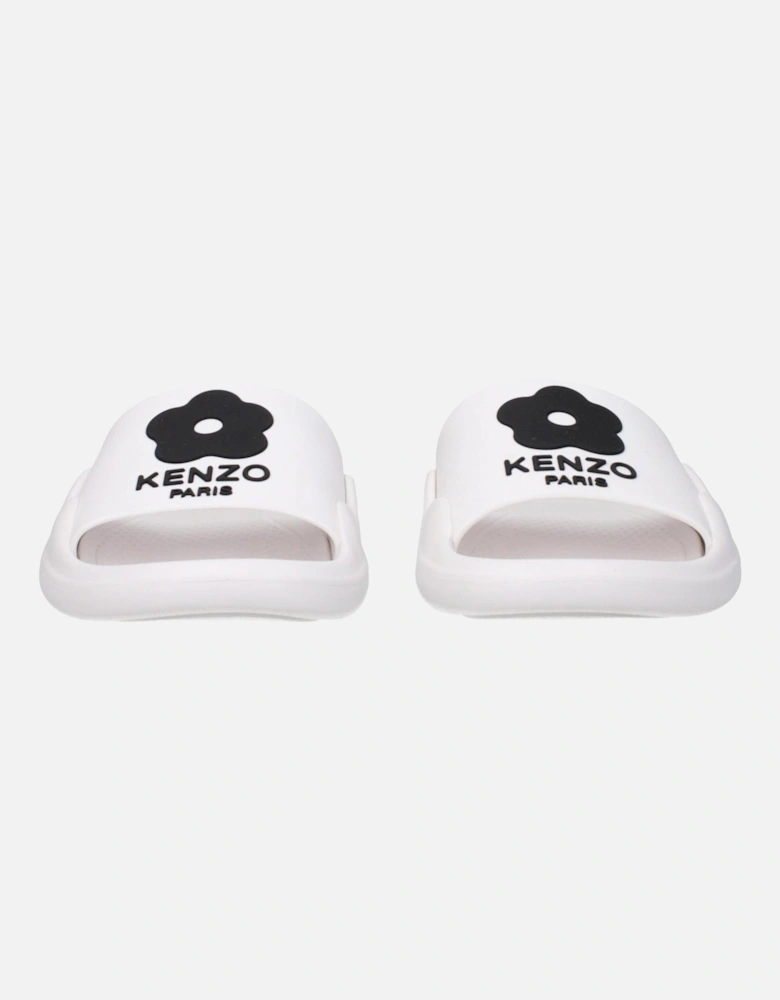 Front Logo Rubber Slippers and Clogs Women - White Sandals