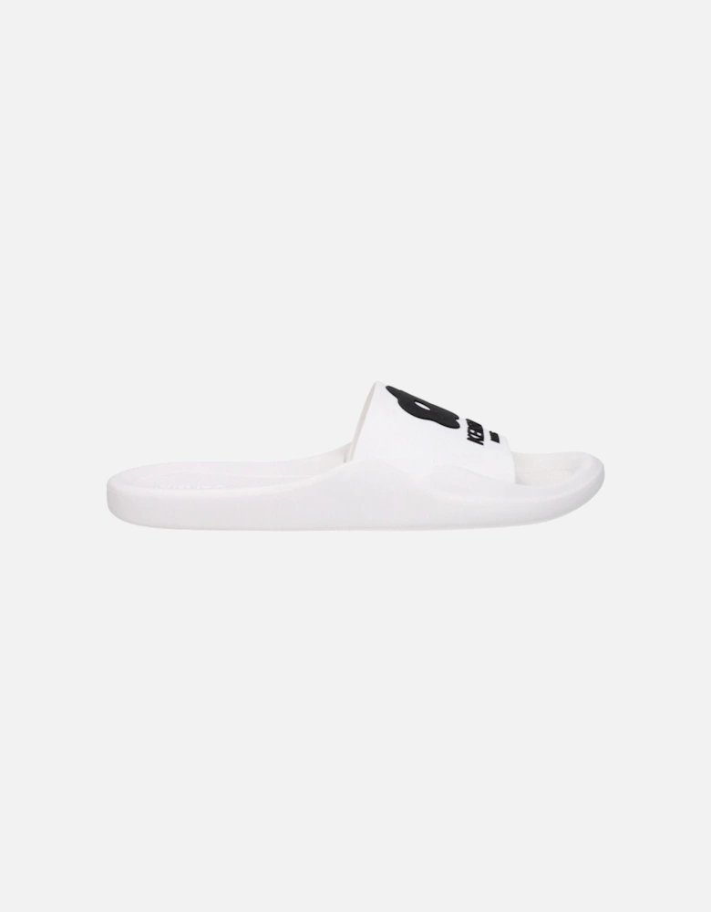 Front Logo Rubber Slippers and Clogs Women - White Sandals