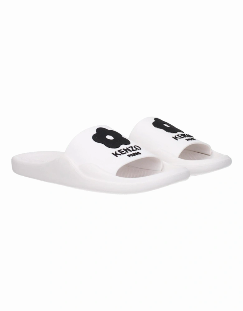 Front Logo Rubber Slippers and Clogs Women - White Sandals