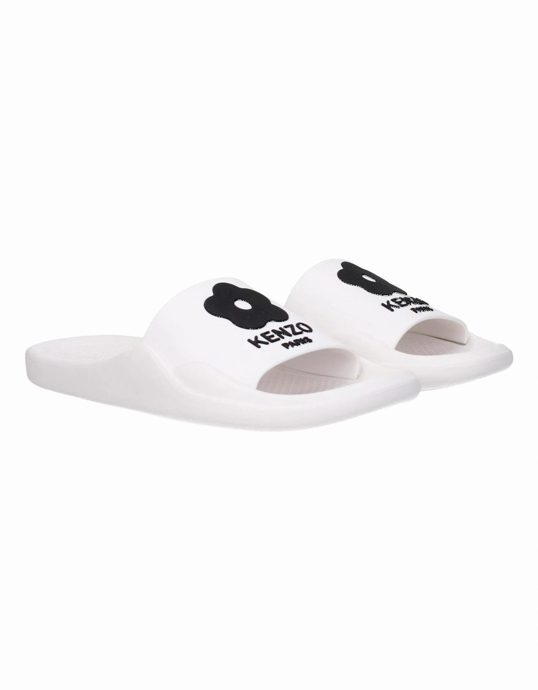 Front Logo Rubber Slippers and Clogs Women - White Sandals