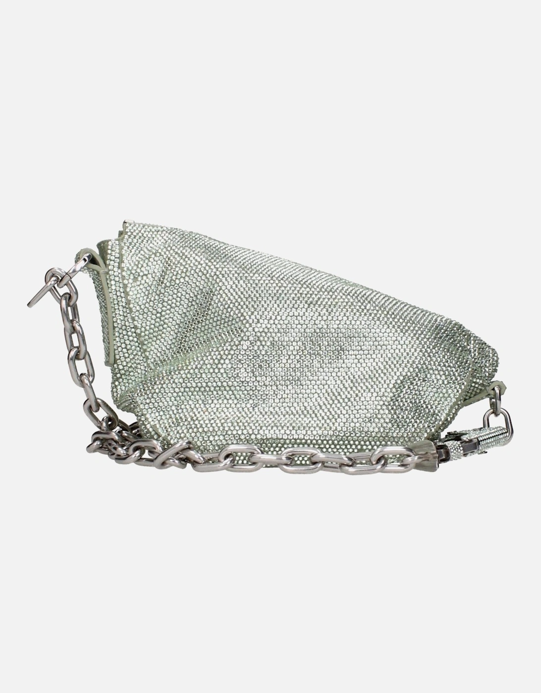 Suede Shoulder Bag with Rhinestones Women - Green